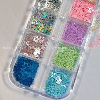 TSZS 12 Grilles de paillettes étoiles creuses, flocons étoiles ultra-fins, couleurs mélangées macaron et métalliques, pour décoration d'ongles, vente en gros