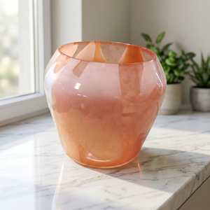 Bol en verre rond résistant à la chaleur, réutilisable, fait à la main, de haute qualité, décoration d'intérieur, vase de couleur rose orange - Product Image 3