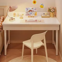 Bureau d'ordinateur moderne en bois, petit bureau d'étude, bureau à domicile pour étudiant, table de maquillage pour chambre à coucher avec tiroir de rangement, table de chambre à coucher peu encombrante