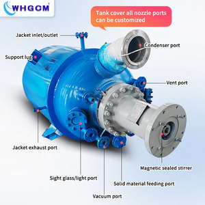 Reactor de tanque de titanio anticorrosión de calor con chaqueta de vapor ASME CE EAC 1000L con motor y bomba PLC - Product Image 3