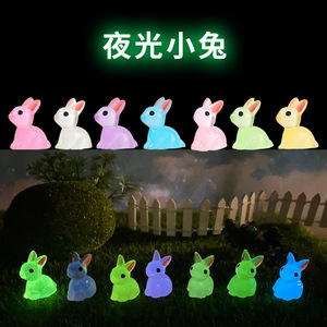 Glow In The Dark Rabbit Miniature <b>Ornament</b> Resin Figurine For Bedroom <b>Easter</b> Decor Multi Piece Package Modern Design - Product Image 5