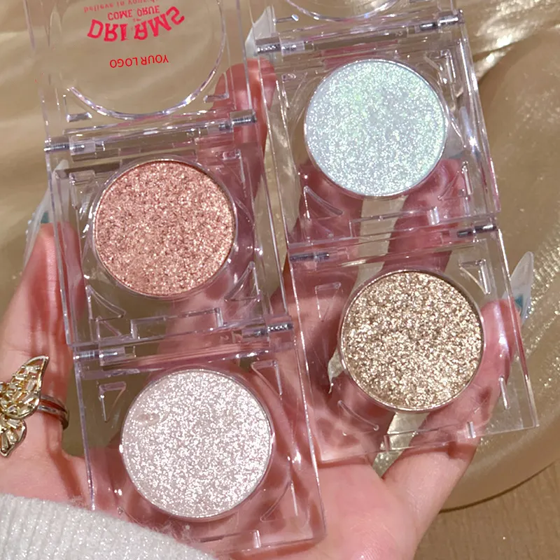 Sombra para olhos com etiqueta privada, sombra cromada personalizada com único glitter prensado