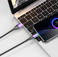 Venta caliente de fábrica Nueva llegada Luz LED verde Cargador rápido Tipo C Nylon Cable USB 2M USB Tipo C PVC Teléfonos móviles Computadoras