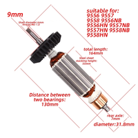 220V/240V 9556 9557 9558 9556N B9557HN 9558NB rotors d'armature Maki stator d'armature pour meuleuse d'angle soufflante
