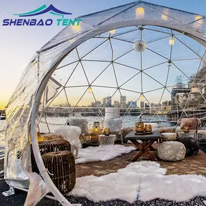 Luxury 20m 30m 40m big clear marquee igloo tents large frame waterproof stretch party gym dome tent for events wedding outdoor
