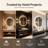 Meuble-lavabo pour salle de bain, miroir à LED avec interrupteur tactile, lavabo fin à poser sur comptoir pour hôtel, meuble-lavabo Jane