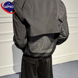 QZFSO Custom Streetwear <b>Lightweight</b> Mesh Zip up Windbreaker Breathable Quick-dry Polyester Sun Protection <b>Jacket</b> With Hood - Product Image 5
