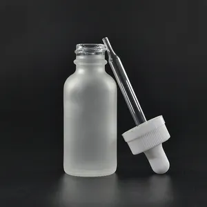 Kostenlose Proben 30ml 60ml 120ml gefrostete klare kosmetische Boston Dropper Glasflasche mit kinder sicherem Hohl deckel