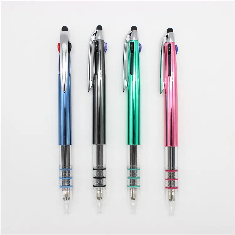 Soft stylus pen Tri-color pen red / blue / black ball pen mould