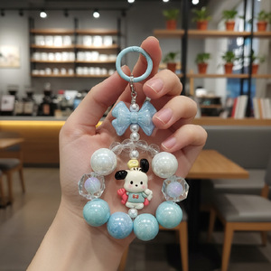 Porte-clés DIY en perles, lanière de téléphone en <span class=keywords><strong>pompon</strong></span> duveteux, porte-clés lumineux animal de dessin animé, acrylique écologique pour filles, cadeau mignon Kawaii - Product Image 1