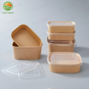 Hot Bán Chất Lượng Cao Takeaway Thực Phẩm Salad Bao Bì Hộp Ăn Trưa Hộp Dùng Một Lần Có Thể Tái Chế Kraft Thực Phẩm Giấy Container - Product Image 3