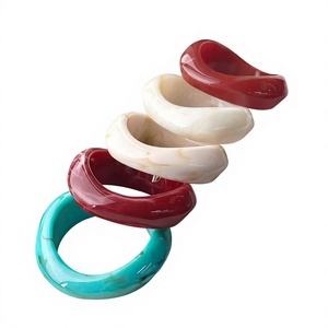 Ensembles de bracelets en résine acrylique faits à la main, géométriques irréguliers, effet marbre, unisexes, empilables, bijoux de mode - Product Image 6