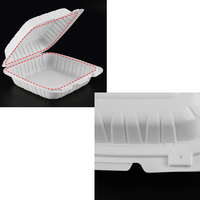 Boîte alimentaire jetable blanche avec couvercle à charnière, compatible micro-ondes, en MFPP, boîte à emporter robuste, boîte à lunch à clapet, vente en gros