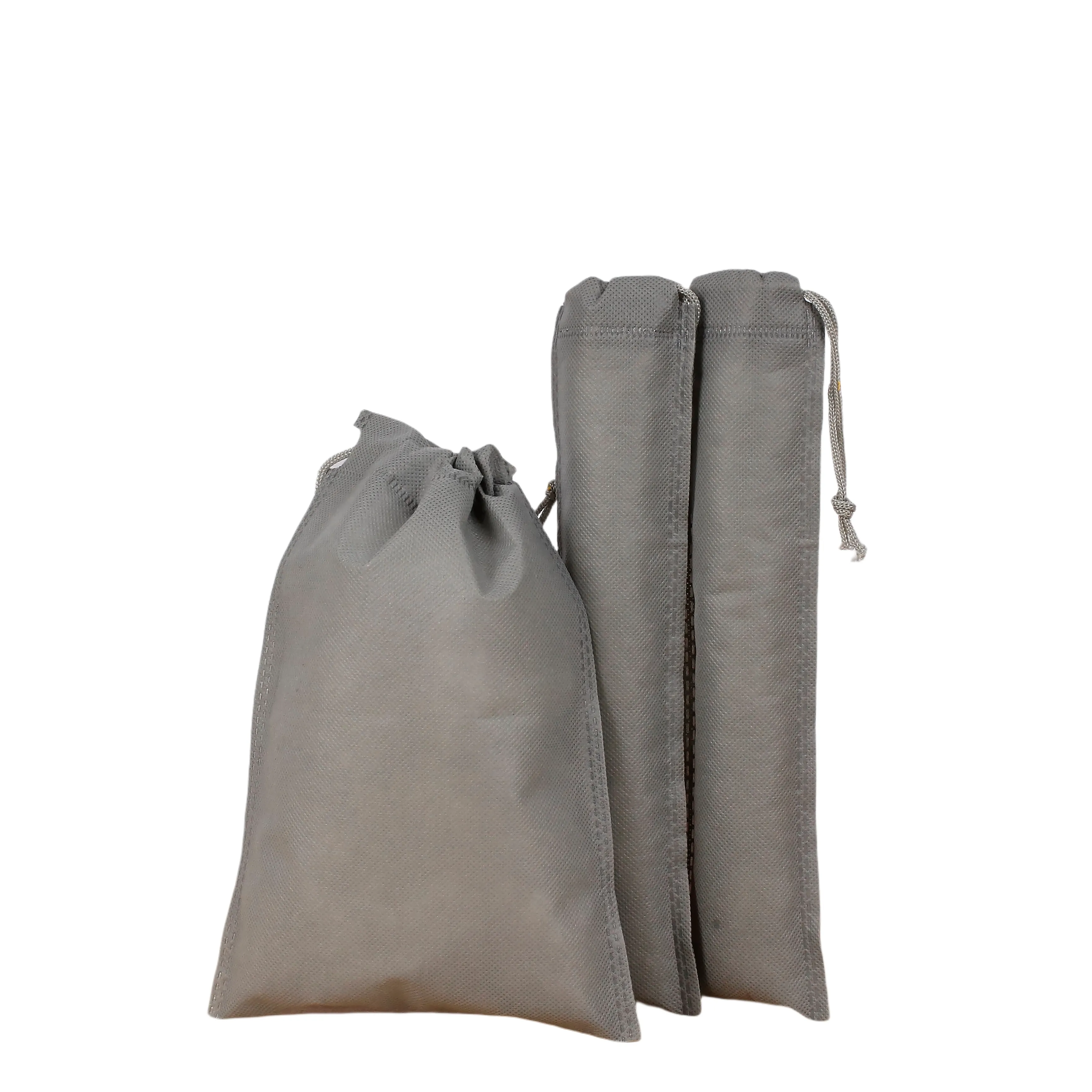 Bolsa de tecido não tecido reutilizável personalizada com cordão, saco de pó ecológico para sapatos, bolsa de armazenamento com cordão