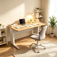 Bureau à domicile moderne et réglable, avec structure en acier durable, surface en bois, gestion des câbles, gain de place pour la maison