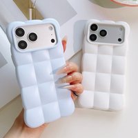 Coque personnalisable DIY tendance pour iPhone 18 17 Pro Max, effet 3D nuage, toucher doux, protection intégrale antichoc, couleur unie mignonne