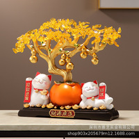 Larges ressources financières Fortune arbre kaki chat ornement magasin page de paiement décoration bureau pendaison de crémaillère ouverture cadeau