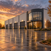 Entrepôt préfabriqué en structure métallique, bâtiment d'atelier industriel, construction à ossature métallique à grande portée avec poutres en H, USA