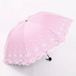 Sombrilla de Sol Plegable de 3 Secciones, Moderna, Color Caramelo, Mini, de Poliéster con Encaje, en Oferta - Product Image 4