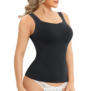 压缩背心塑形服装，适合女性腹部控制背心，内置文胸锻炼上衣无缝塑形