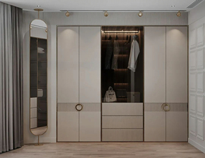 Maison moderne en aluminium cube de rangement en verre double vêtements garde-robe en bois pour bébés et enfants garde-robe portable - Product Image 4