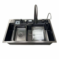 Nouvel évier de cuisine Blue Whale avec évier de vaisselle intelligent multifonctionnel à grande fente unique et porte-couteau