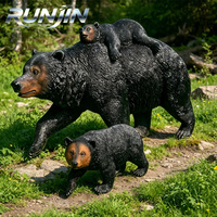 Sculptures de l'ours noir et de l'ours brun réalistes en bronze coulé sur mesure RUNJIN, art paysager, H110cm