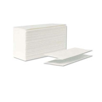 Serviettes de première professionnelle, poches d'absorption à séchage rapide, à trois volets, blanches (200 feuilles/paquet, 20 paquets/caisse, 4,000 feuilles au total)