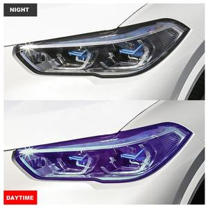 Film photochromique NIKO en TPU pour protection des phares de voiture, autocollant changeant de couleur violet noir 30cm*15m pour éclairage automobile - Product Image 4