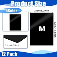 Panneaux en verre acrylique noir de 1 mm, 30x21 cm, 12 feuilles découpées sur mesure pour présentoirs et supports de table DIY