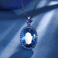 Nouveau laiton plaqué platine 13*18-12*16 Simulation bleu spinelle noir pistolet plaqué ensemble de bijoux de mode