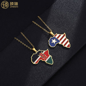 ZHENXI – collier pendentif en acier inoxydable, plaqué or 18K, résistant au ternissement, carte <span class=keywords><strong>africaine</strong></span>, de la malaisie, du Nigeria et du Ghana, pour femmes, 2022 - Product Image 4