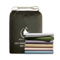 Literie en bambou biologique à poches profondes, ensemble de 4 draps de lit écologique en bambou biologique, lyocell, 300tc