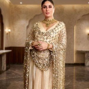 Gold Mirror Net Dupatta Long Traditional Shawl <b>for</b> Women Elegant Party <b>Scarf</b> Luxury Elegant Look - Product Image 1