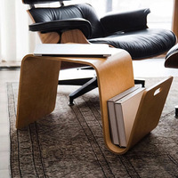 Table basse en bois massif courbé de style nordique minimaliste, forme artistique créative, pour appartement, hôtel, salon, avec porte-revues