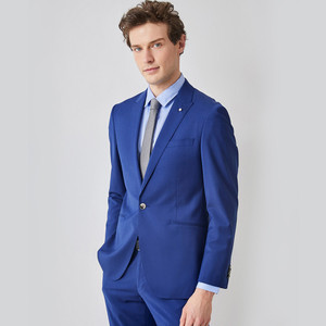 Traje de Dos Piezas para Hombre, Azul <span class=keywords><strong>Zafiro</strong></span>, de <span class=keywords><strong>Alta</strong></span> Calidad, Corte Slim, Chaqueta Cruzada, Producción Directa del Proveedor - Product Image 3