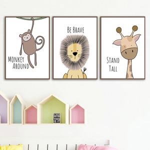Póster imagen pared decoración del hogar impresión lindo chicle Animal Arte Abstracto jirafa <span class=keywords><strong>Koala</strong></span> canguro lienzo azul logotipo personalizado - Product Image 2
