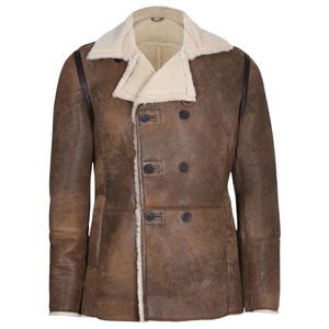 Men Brown Distressed Aviator Leather <b>Jacket</b> Genuine Leather Vintage <b>Pilot</b> Bomber Winter Warm Flight <b>Jacket</b> Fur Collar Streetwear - Product Image 4