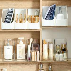 <b>Plastic</b> <b>Storage</b> <b>Box</b> Desktop Bathroom Vanity Lipstick Holder Cosmetic Organizer <b>White</b> Transparent No Lid 2L - Product Image 1