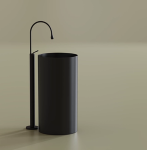 Lavabo a <span class=keywords><strong>colonna</strong></span> nero di design <span class=keywords><strong>standard</strong></span> <span class=keywords><strong>con</strong></span> foro per rubinetto, lavabo autoportante per reparto - Product Image 3