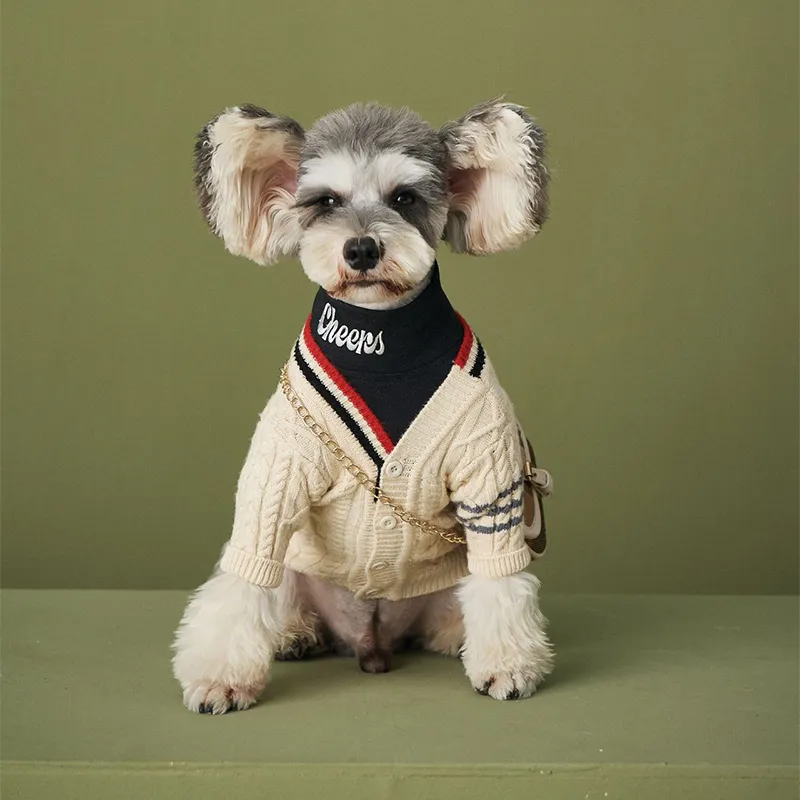 China Pet Factory Wholesale Amazon Knitted Cardigan Designer Dog Clothes Pet Clothes Korea dog suit pet clothes