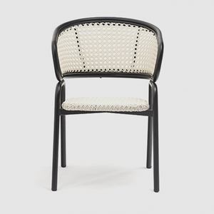 Chaise en aluminium massif au design nordique moderne, fauteuil en rotin avec canne en frêne pour hôtel, salon et restaurant - Product Image 2