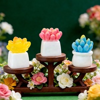 Miniature plante succulente artificielle en pot, cactus en résine, décoration de table, ornement de scène de maison de poupée