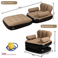 Canapé gonflable 2-en-1 pour adulte, chaise longue d'extérieur épaissie, portable et pliable, lit de sieste, double usage, design moderne et simple