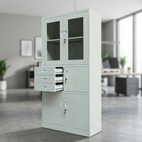 Grands classeurs métalliques avec porte vitrée et tiroirs