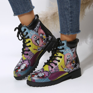 Mong Muốn Bán Buôn Mùa Thu Cổ Phiếu Mới Kích Thước Lớn Thấp Gót Mắt Cá Chân Khởi Động Phụ Nữ Ren-up Thời Trang Phụ Nữ Cô Gái Phụ Nữ Khởi Động - Product Image 2