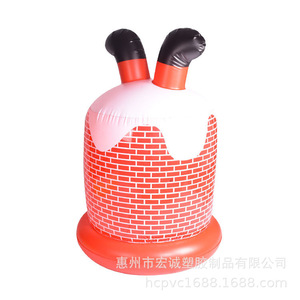 Chimenea inflable de PVC con gorro de Papá Noel para decoración navideña al aire libre - Product Image 3