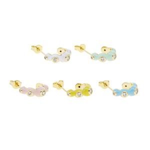 <span class=keywords><strong>Orecchini</strong></span> a Cerchio Smaltati Bianchi, Rosa, Rosso, Gialli, Azzurri, Neri con Charm in Zirconia Cubica 5A, Gioielli da Festa per Donne e Ragazze - Product Image 5