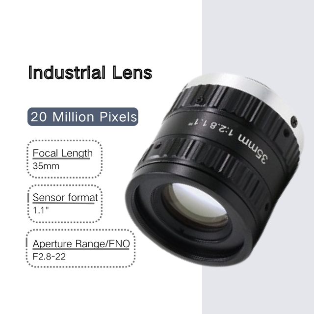 Machine Vision Lens, 20MP 35mm 1.1" F2.8 C-Mount Fixed Focus Lens for Consumer Electronics