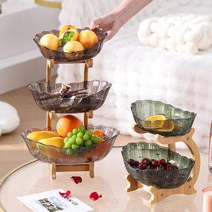 Factory direct wholesale multi-layer fruit <b>plate</b>, living room coffee table, dried fruit and candy storage tray, bamboo <b>rack</b>, - Product Image 1